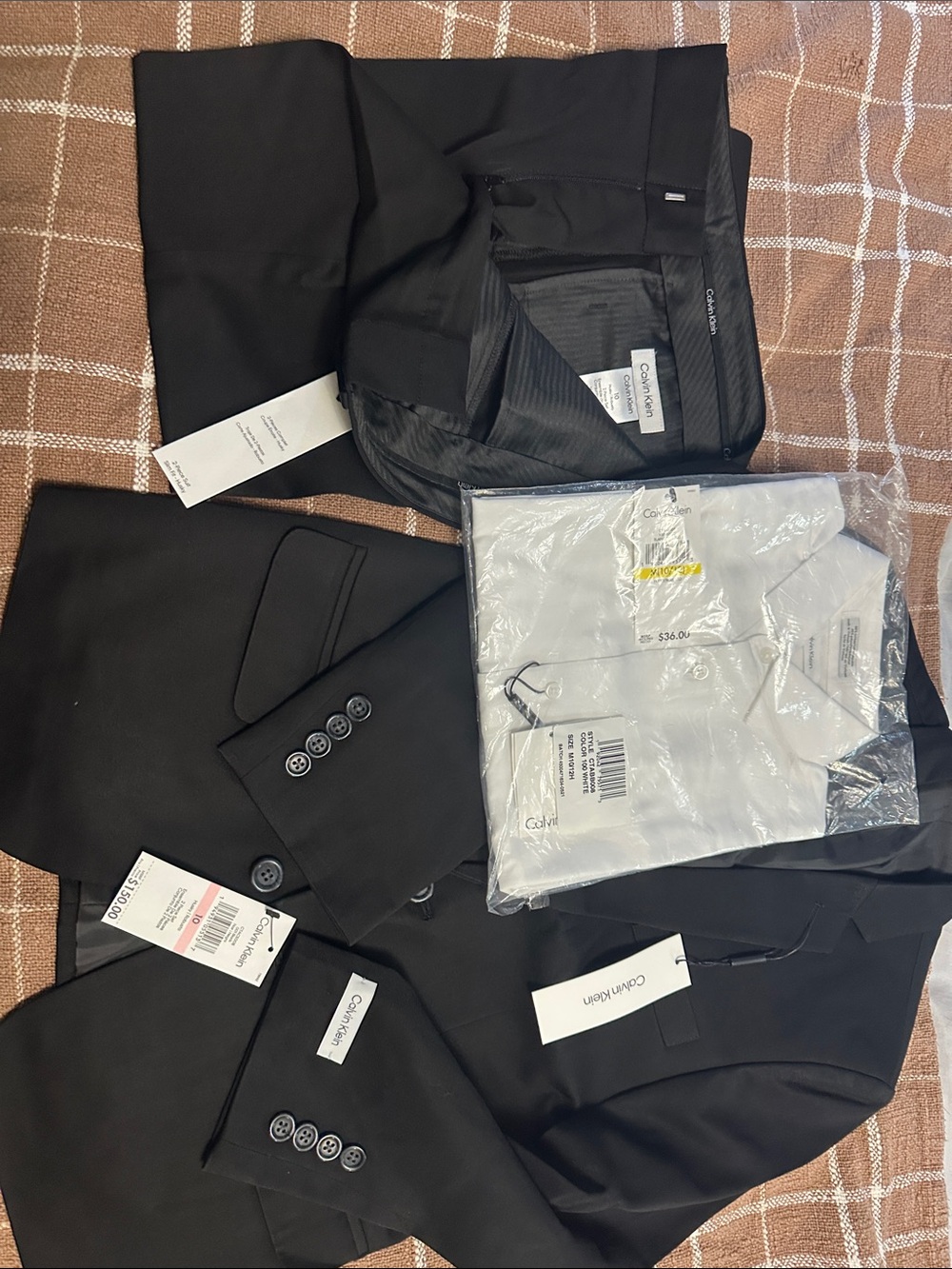 Calvin Klein Black Suit Ensemble with White Dress Shirt